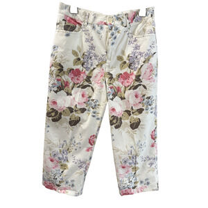 Lauren Ralph Lauren Women's Floral Crop Pant Sz 10 Garden Party Cottagecore